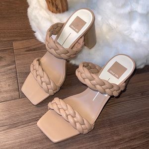 Dolce Vita Paily Nude Braided Strappy Heels Sandals 7.5 like New no box